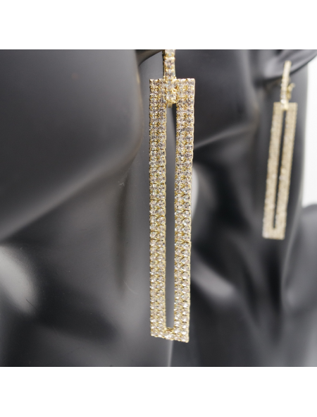 Long gold square ear stud