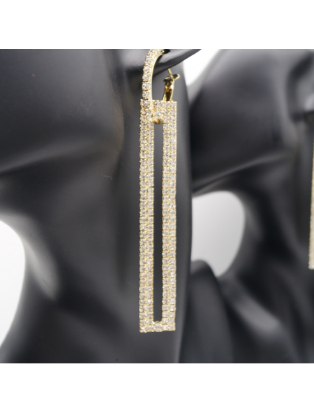 Long gold square ear stud