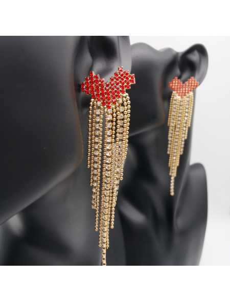 Love red tassel ear stud