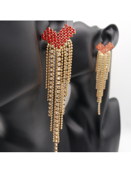 Love red tassel ear stud