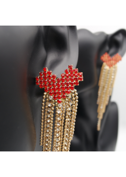 Love red tassel ear stud