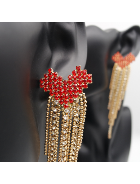 Love red tassel ear stud