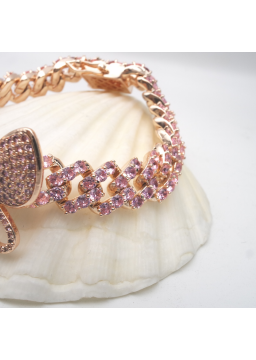 Rose gold pink butterfly zircon bracelet