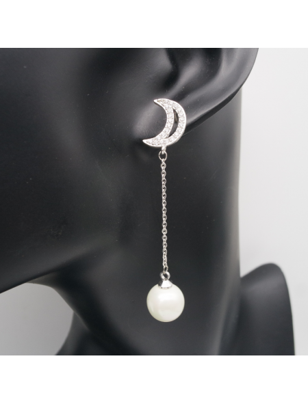 Silver AB Star and Moon ear stud