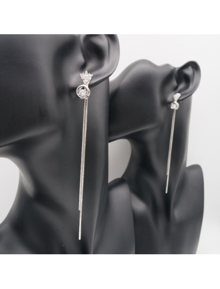 Silver crown stud ear stud