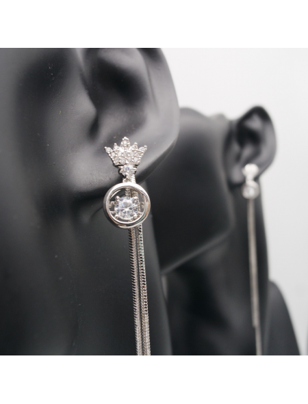 Silver crown stud ear stud