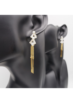 Small silver triangle tassel ear stud