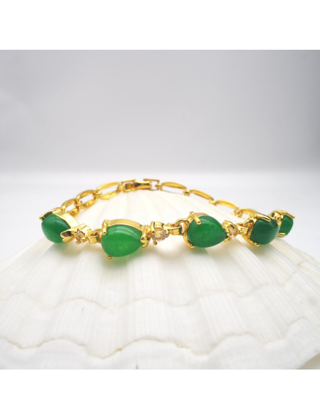 Green copper plated thick gold bracelet