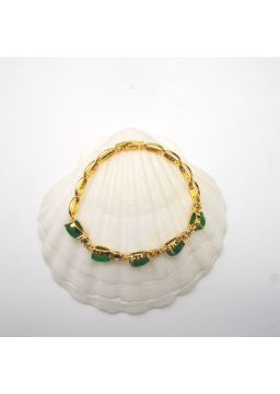 Green copper plated thick gold bracelet