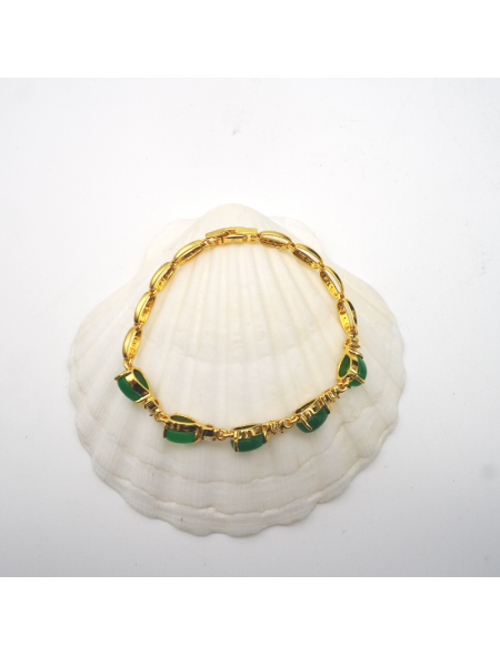 Green copper plated thick gold bracelet