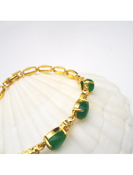 Green copper plated thick gold bracelet