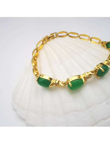 Green copper plated thick gold bracelet