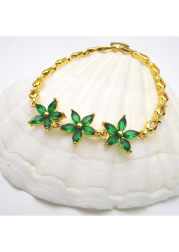 Green three-flower  bracelet