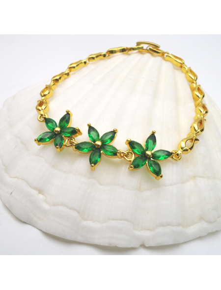 Green three-flower  bracelet