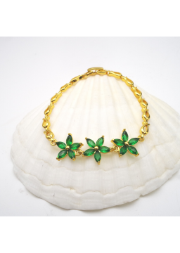 Green three-flower  bracelet