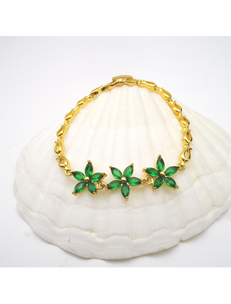 Green three-flower  bracelet