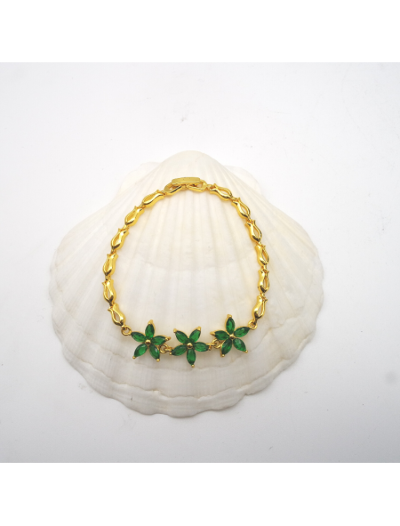 Green three-flower  bracelet