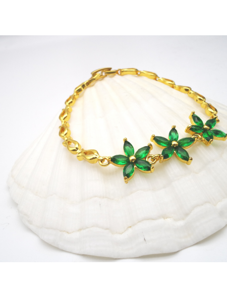 Green three-flower  bracelet