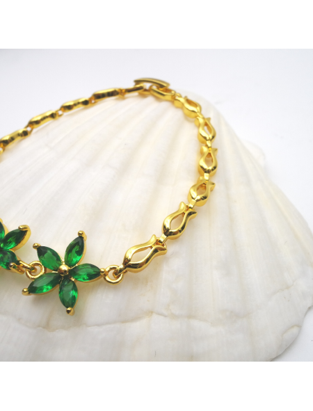 Green three-flower  bracelet