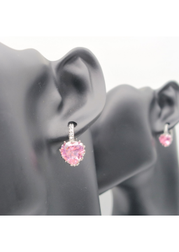 Peach heart zircon ear clasp