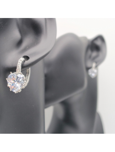 Peach heart zircon ear clasp