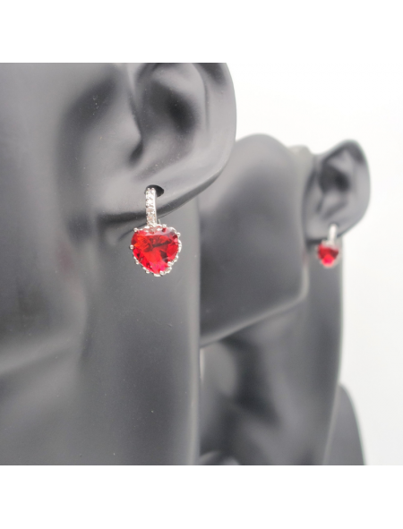 Peach heart zircon ear clasp