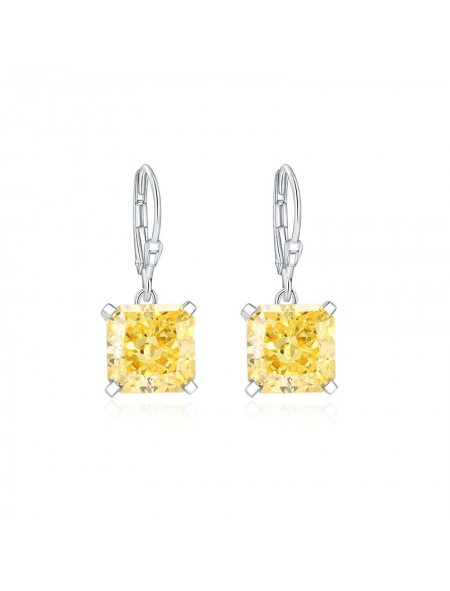 Small square dangle zirconia earrings