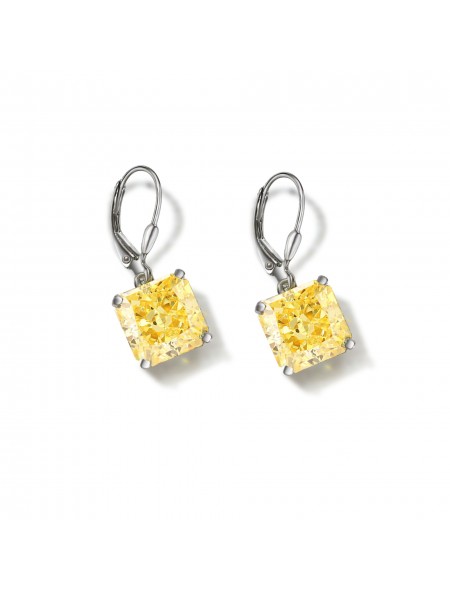 Small square dangle zirconia earrings