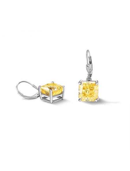 Small square dangle zirconia earrings