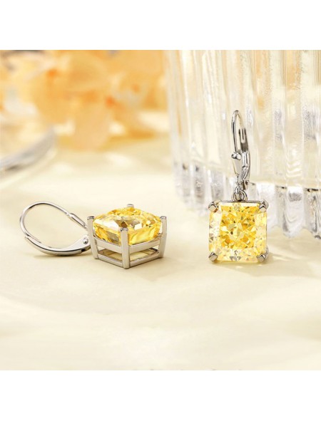 Small square dangle zirconia earrings