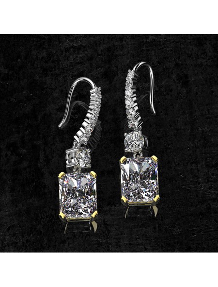 rectangular pendant high ice diamond earrings