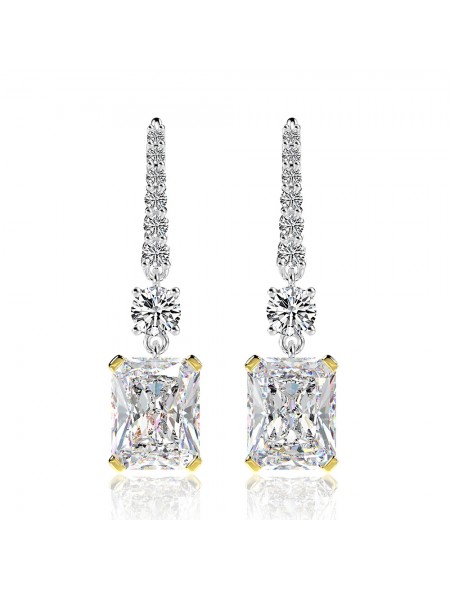 rectangular pendant high ice diamond earrings