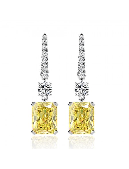 rectangular pendant high ice diamond earrings