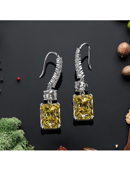 rectangular pendant high ice diamond earrings