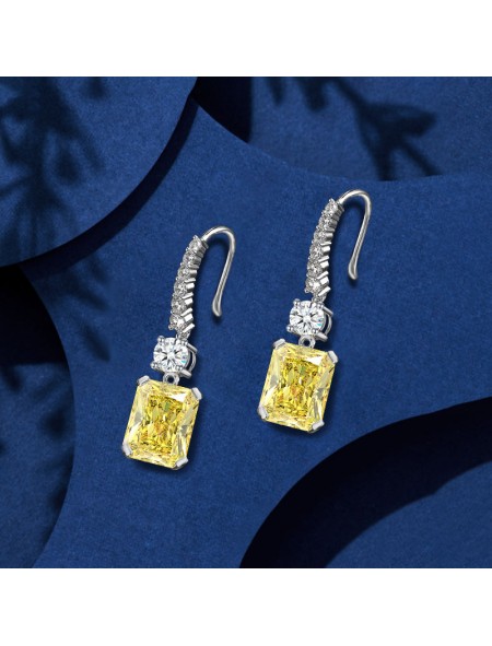 rectangular pendant high ice diamond earrings