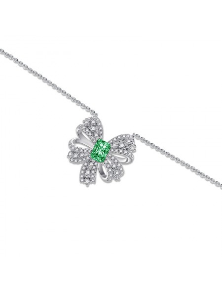 Ice cut bow high carbon diamond necklace