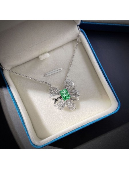 Ice cut bow high carbon diamond necklace