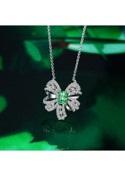 Ice cut bow high carbon diamond necklace