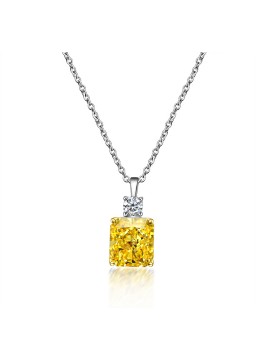 Square pendant zircon necklace