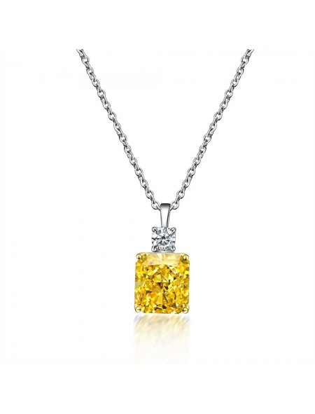 Square pendant zircon necklace