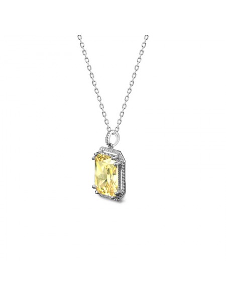 Yellow small octagonal zircon necklace