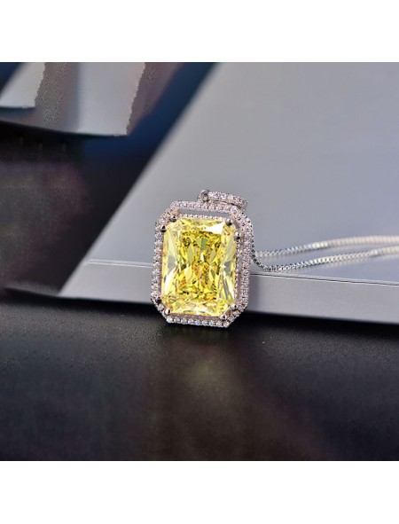 Yellow small octagonal zircon necklace