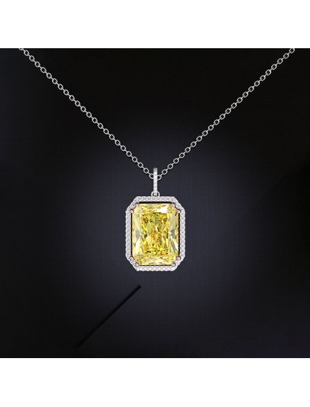 Yellow small octagonal zircon necklace