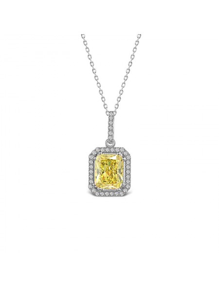 Yellow small octagonal zircon necklace