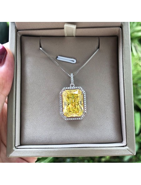 Yellow small octagonal zircon necklace