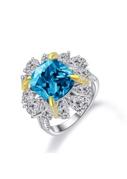 Ice cut flower shaped high carbon diamond ring