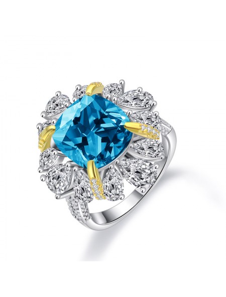 Ice cut flower shaped high carbon diamond ring