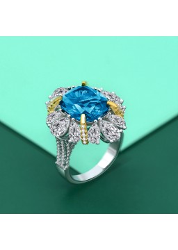 Ice cut flower shaped high carbon diamond ring