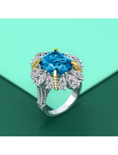 Ice cut flower shaped high carbon diamond ring