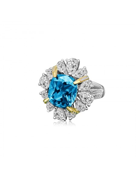 Ice cut flower shaped high carbon diamond ring